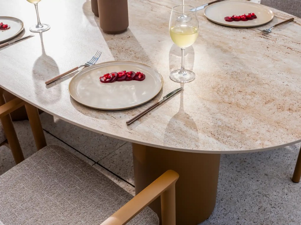 4 Seasons Outdoor Colorado tuintafel amber met keramisch blad Ø 160 cm SALE Tuintafel beige weerbestendig