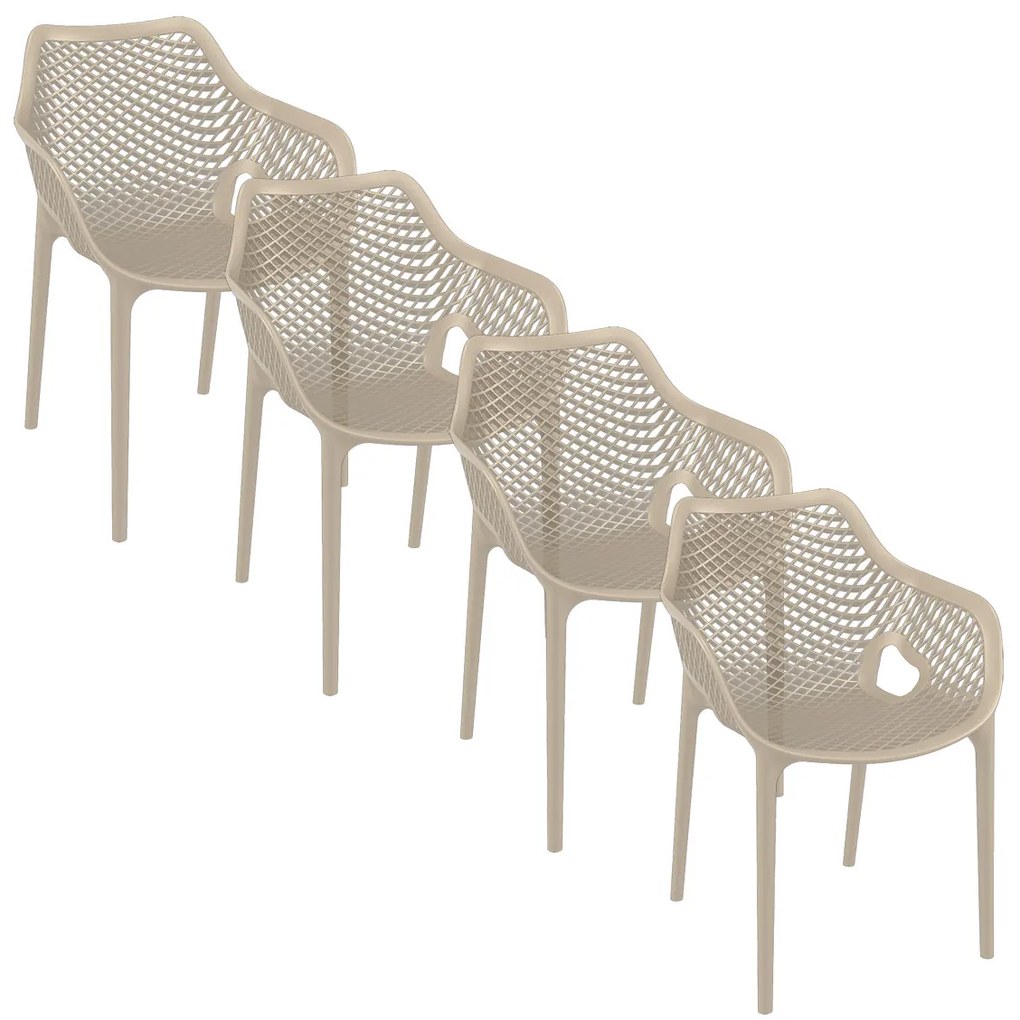 Garden Impressions Air XL design tuinstoel taupe - 4 stuks