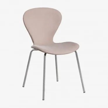 Set Van 2 Uit Gestoffeerde Stapelbare Eetkamerstoelen Licht Nude Bruin & Grijs – Chroom - Sklum