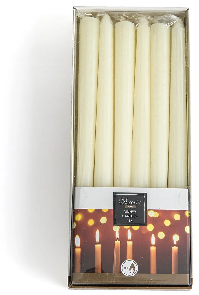 Set van 12 gladde kaarsen H25 cm, Caspar
