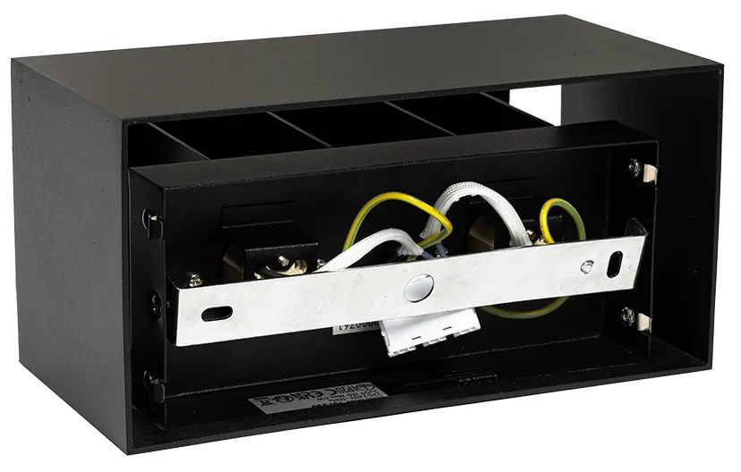 Moderne wandlamp zwart rechthoekig 2-lichts - Edwin