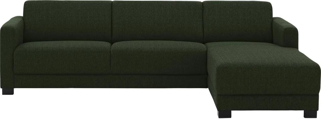 Goossens Hoekbank My Style Met Chaise Longue Stof Grof Geweven groen, stof, 3-zits, stijlvol landelijk met chaise longue rechts