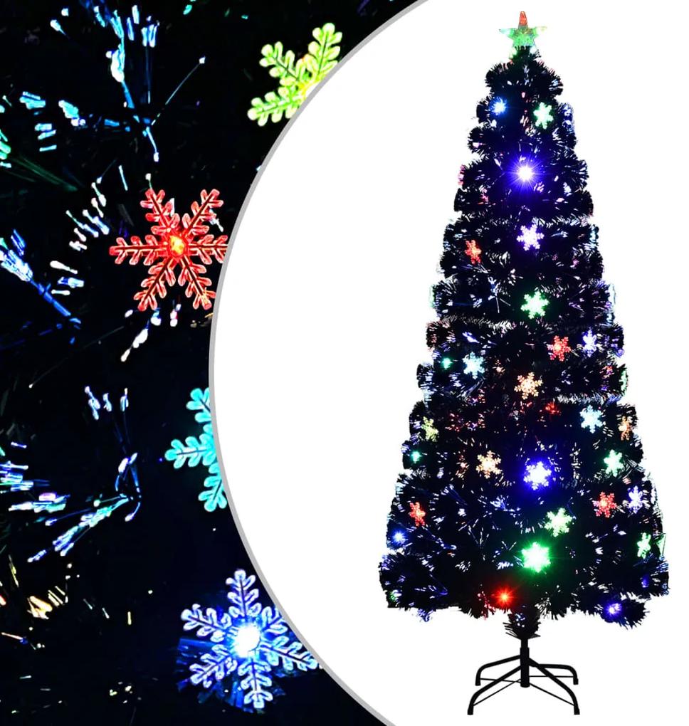 vidaXL Kerstboom met LED-sneeuwvlokken 180 cm glasvezel zwart