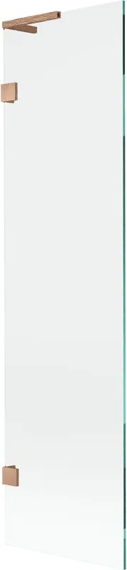 Mexen Lunar L badscherm 1-vleugelig 50 x 150 cm, transparant, geborsteld koper - 897L-050-000-65-00