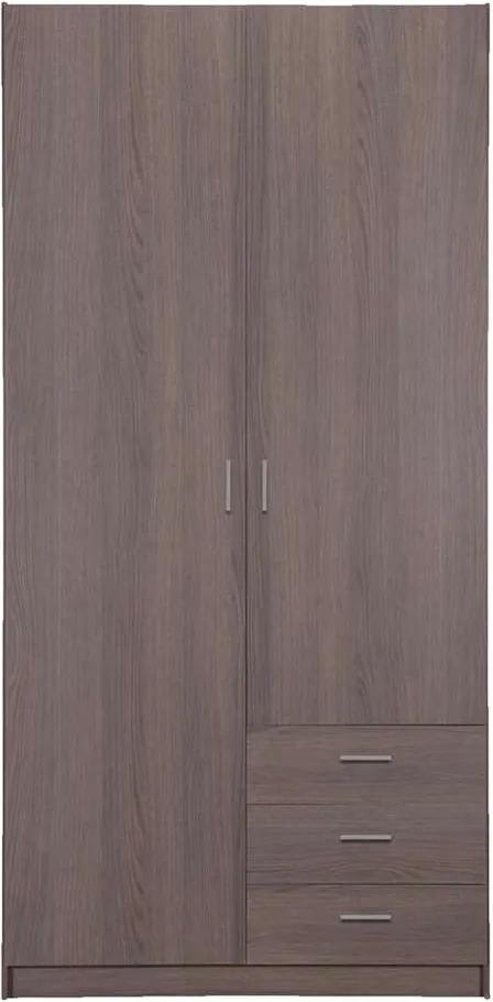 Kledingkast Sprint 2-deurs - grijs eikenkleur - 200x98,5x50 cm - Leen Bakker