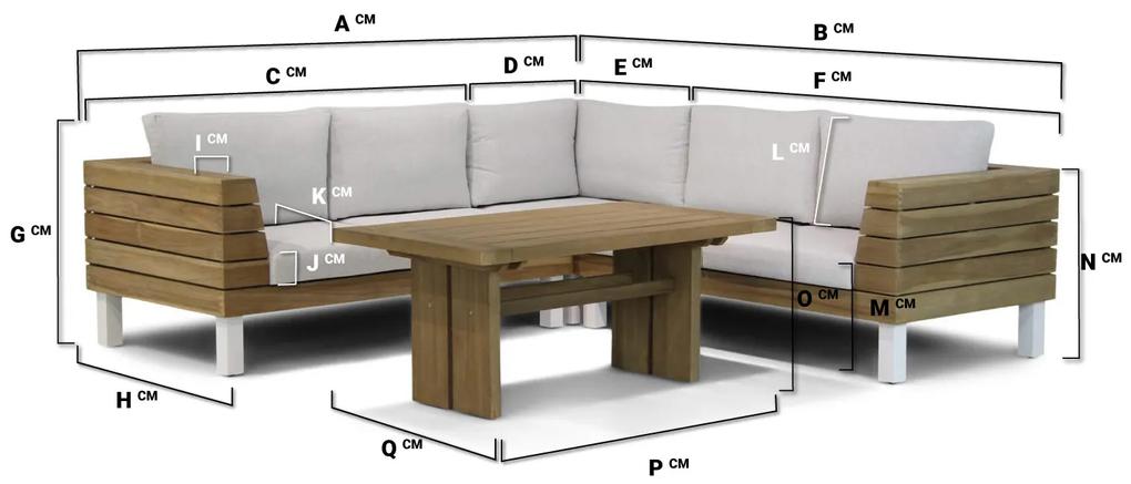 Dining Loungeset Teak Old teak greywash 5 personen Lifestyle Garden Furniture Seashore/Brighton