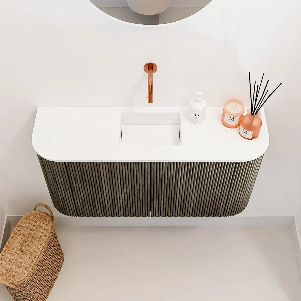 Mondiaz Joya 85cm toiletmeubel ronding links/rechts shadow met wastafel faye midden zonder kraangat talc