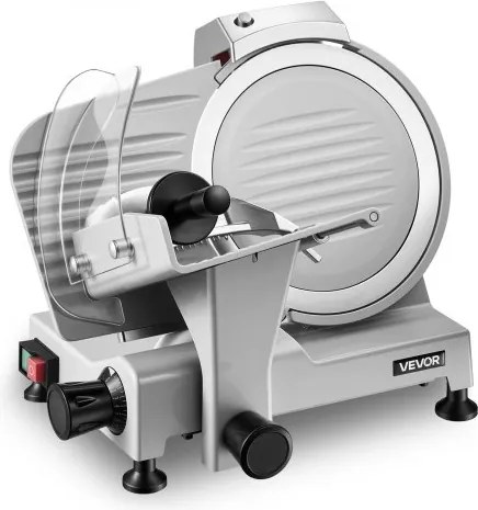 VEVOR Commerciële Vleessnijmachine 300 W, Elektrische Snijmachine met Afneembaar 25 cm lang mes van koolstofstaal, Snijdikte 0–12 mm, voor Diepvriesvlees, Ham, Baguette, Biefstuk