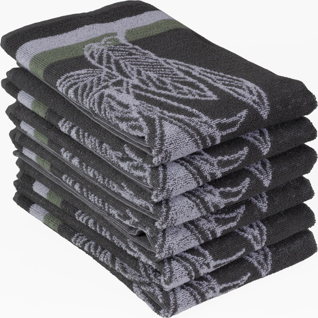 Keukendoek jungle – 6 stuks – 50×50 – antraciet