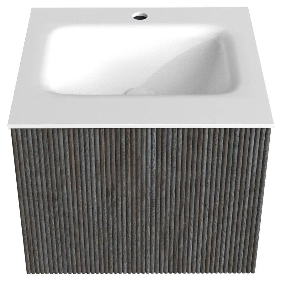 Mondiaz Kurve 50cm badmeubel shadow met 1 lade en wastafel grunne midden 1 kraangat