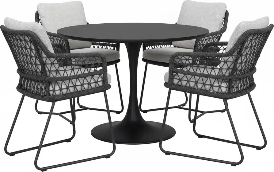 TaraTaranto Flair dining tuinset antraciet 120xH75cm 5- delignto Flair dining tuinset antraciet 120xH75cm