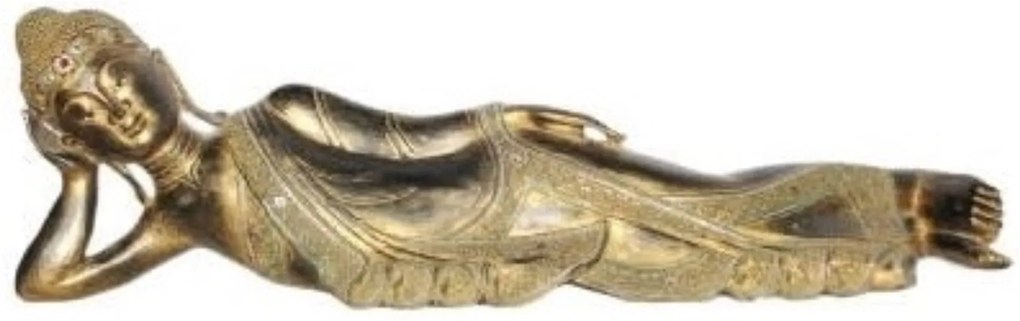 Fine Asianliving Mandalay Liggende Buddha Zwart Goud Handgemaakt Van Stevige Boomstam L162xB50xH50cm