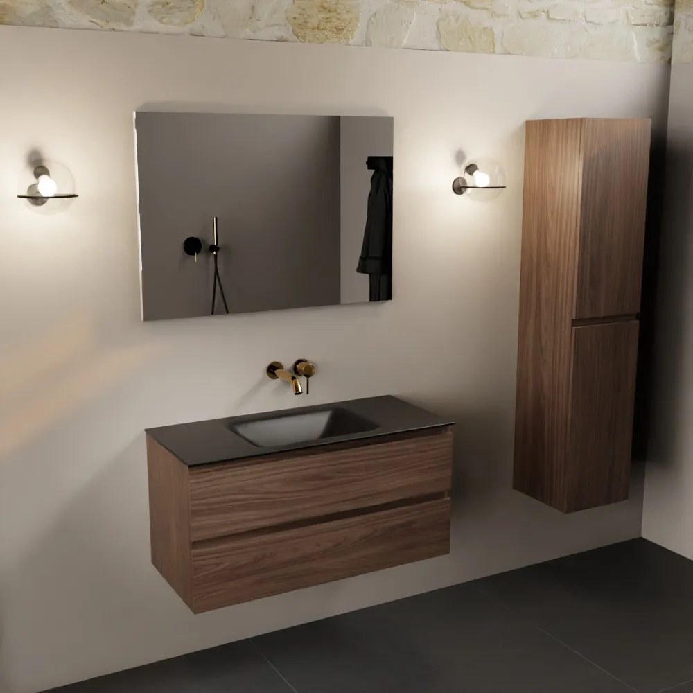 Mondiaz Aivy badmeubel 100cm mocha met wastafel solid surface urban midden zonder kraangat