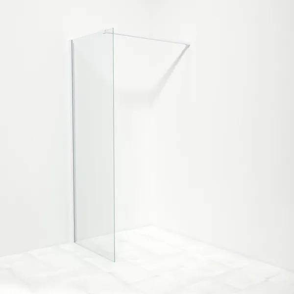 Saniclass Bellini inloopdouche 75x200cm met 8mm helder glas met mat wit profiel en stabilisatiestang