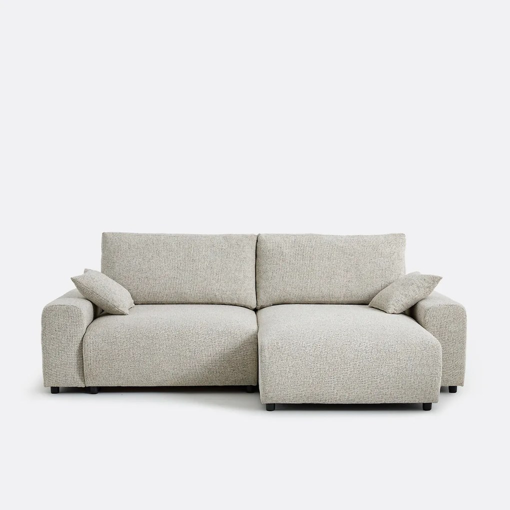 Omvormbare hoekbank met koffer, in gestippelde structuurstof, GALENE