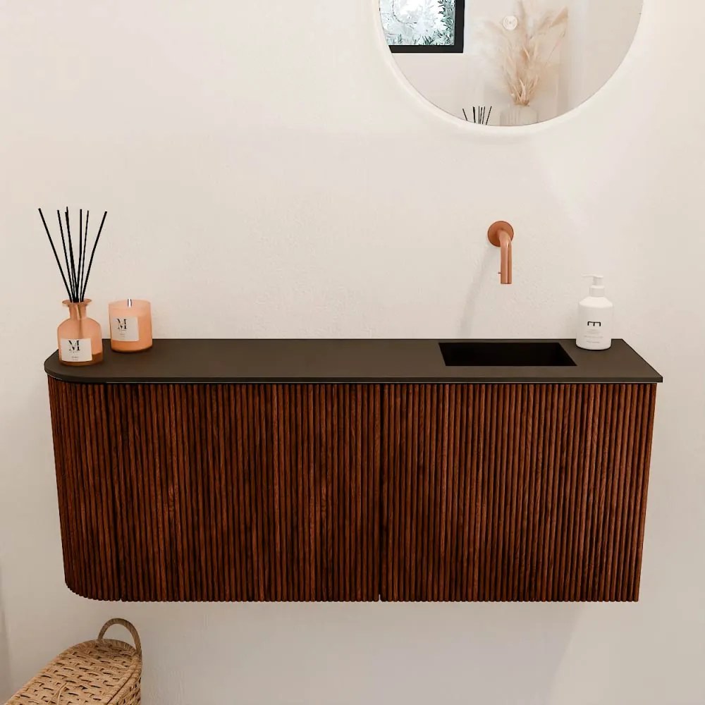 Mondiaz Joya 100cm toiletmeubel ronding links ruby met wastafel faye rechts zonder kraangat urban
