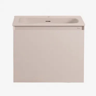 Macrae Houten Badkamermeubelset Met Geïntegreerde Wastafel Beige – Linnen & Spiegelloze & Zonder Kraan & ↔︎ 60 Cm - Sklum