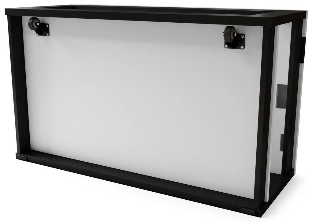 LUSSO Wit Mat/Zwart Mat - MODERNE SALONTAFEL MET VERHOOGD BLAD + OPBERGRUIMTE + SCHAP (OP WIELEN!)