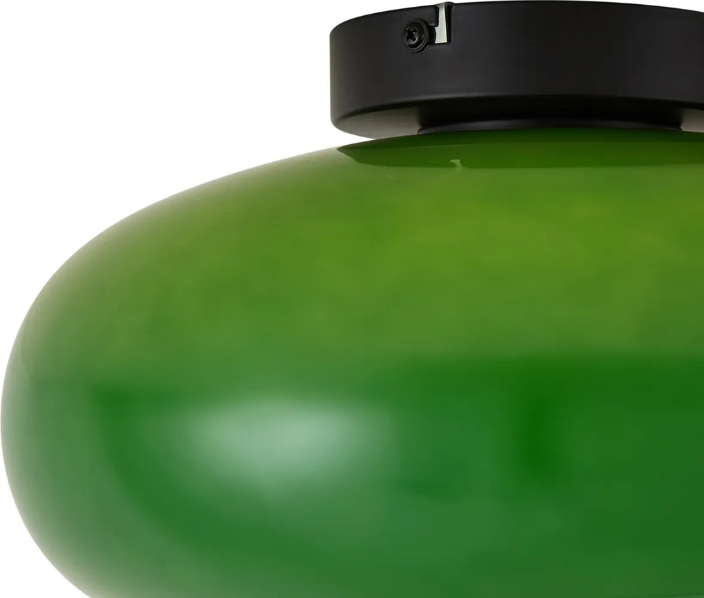Retro plafondlamp zwart met groen glas 30cm - Glaze