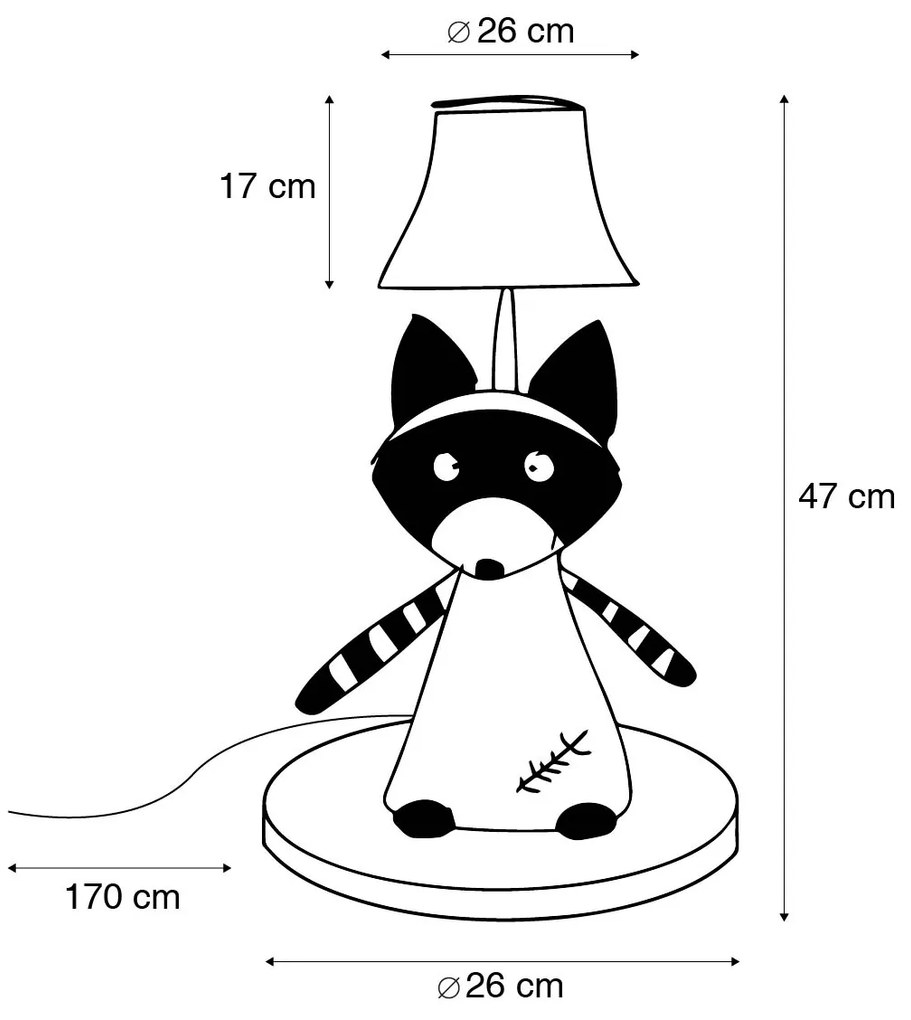 Stoffen Kinder tafellamp wasbeer grijs incl. LED - Ben Kinderlamp Binnenverlichting Lamp