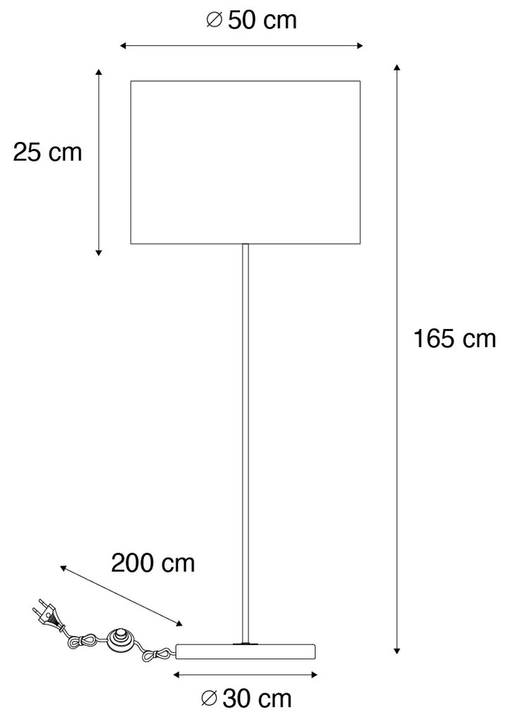 Vloerlamp messing met blauwe kap 50 cm - Kaso Modern E27 rond Binnenverlichting Lamp