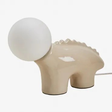 Maloa Keramische Tafellamp Met Glazen Bol Tapioca Beige - Sklum