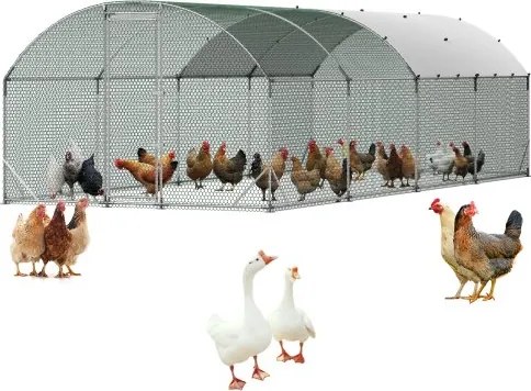 VEVOR Kippenhok, 2,7x7,6x2 m, inloopren met waterdichte hoes en stevig frame, koepeldak, vrije uitloop, kippenhok voor konijnen, kippen en ganzen
