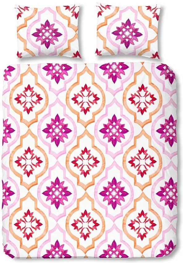 Lits jumeaux dekbedovertrek Tiled - 5148-A, roze