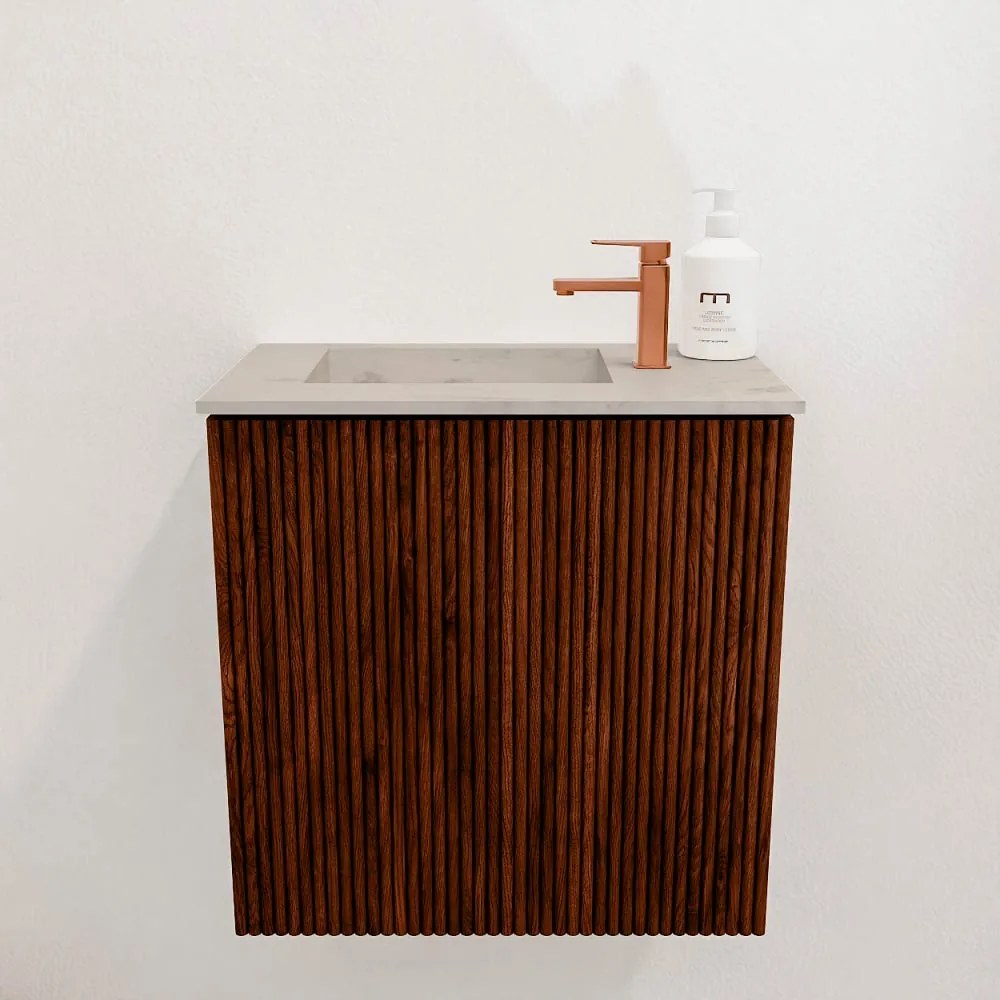 Mondiaz Joya DLux 40cm toiletmeubel ruby met wastafel faye links 1 kraangat opalo