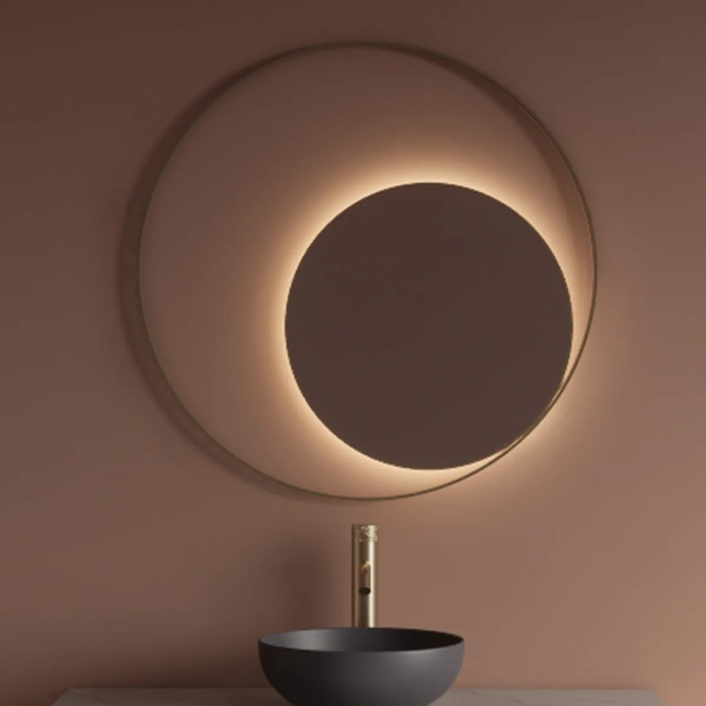 Gliss Design Kosmos spiegel rond met cirkel 80cm mat goud met handsensor