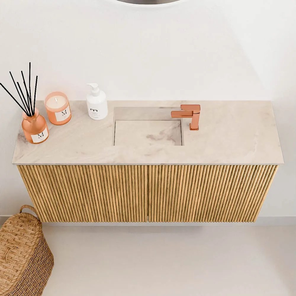 Mondiaz Joya DLux 80cm toiletmeubel oak met wastafel faye midden 1 kraangat frappe