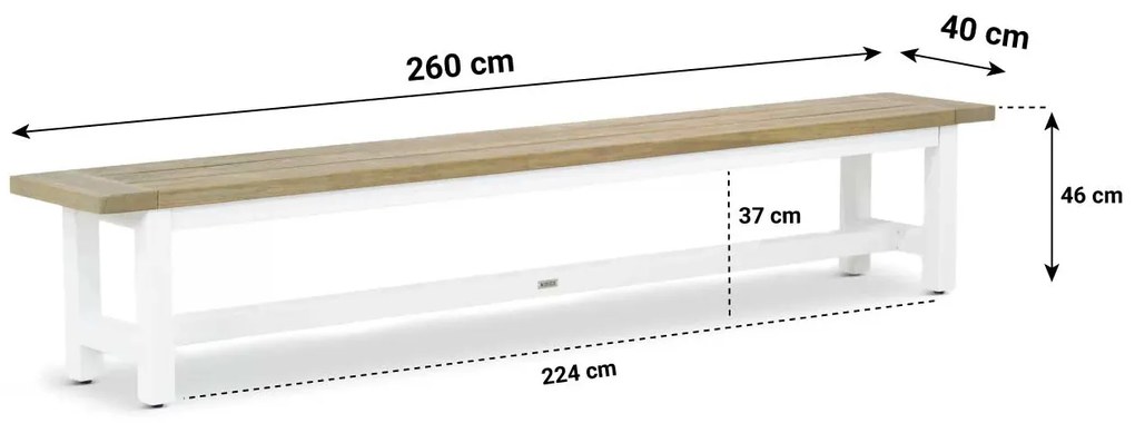 Lifestyle Garden Furniture Los Angeles Picknickbank Aluminium/teak Wit