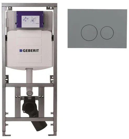Geberit Inbouwreservoir UP320 met QeramiQ push bedieningsplaat - dualflush - ronde knoppen - kunststof licht grijs SW1102374/0701131