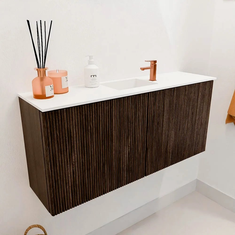 Mondiaz Joya 90cm toiletmeubel walnut met wastafel faye midden 1 kraangat talc