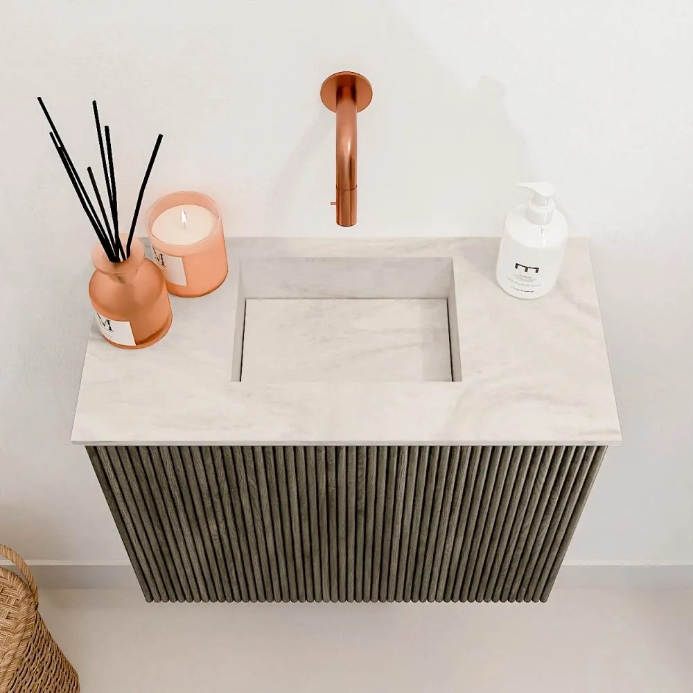 Mondiaz Joya DLux 50cm toiletmeubel shadow met wastafel faye midden zonder kraangat ostra