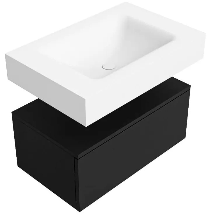 Zaro Alan badmeubel 70cm urban 1 lade met vrijhangende wastafel cloud midden zonder kraangat talc