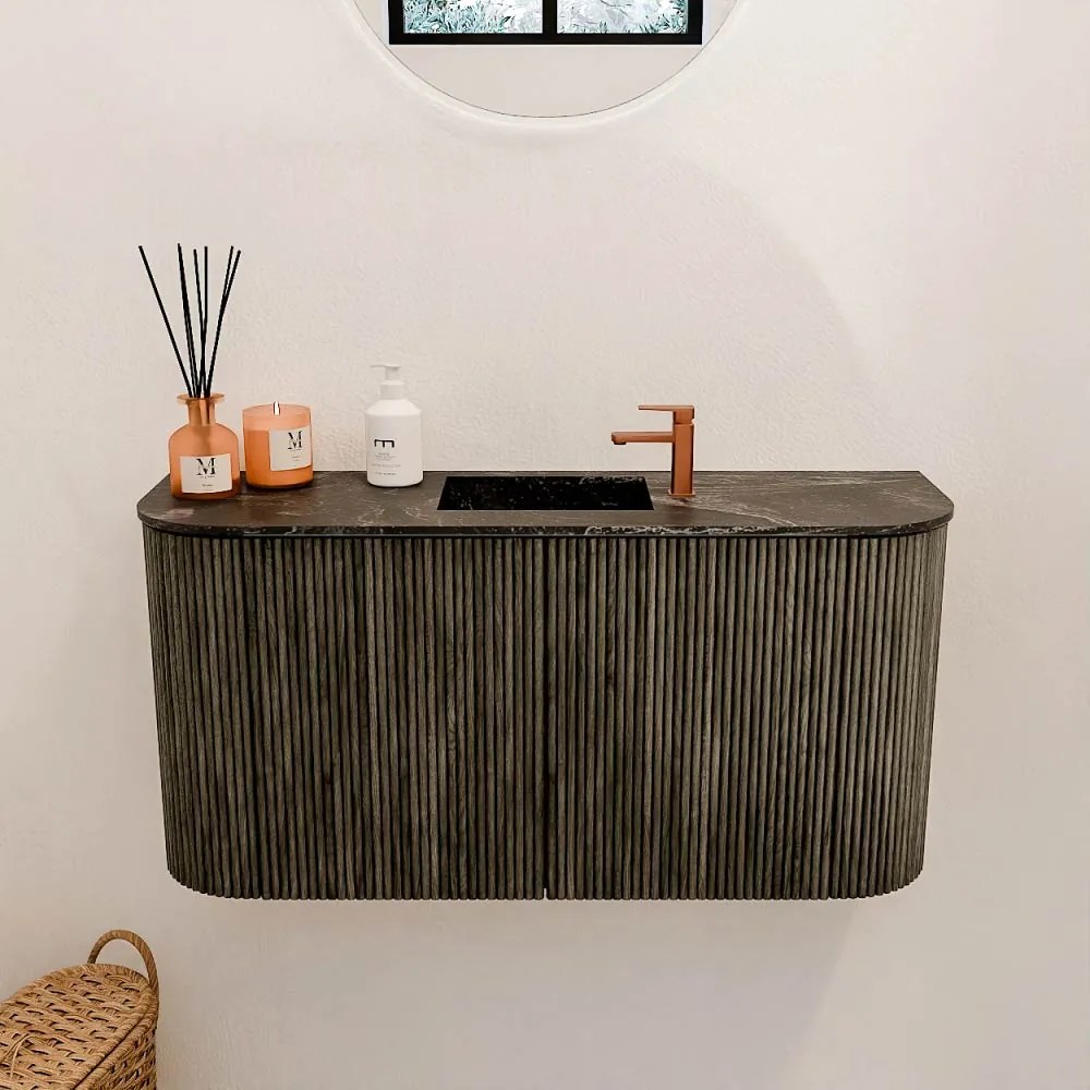 Mondiaz Joya DLux 85cm toiletmeubel ronding links/rechts shadow met wastafel faye midden 1 kraangat lava