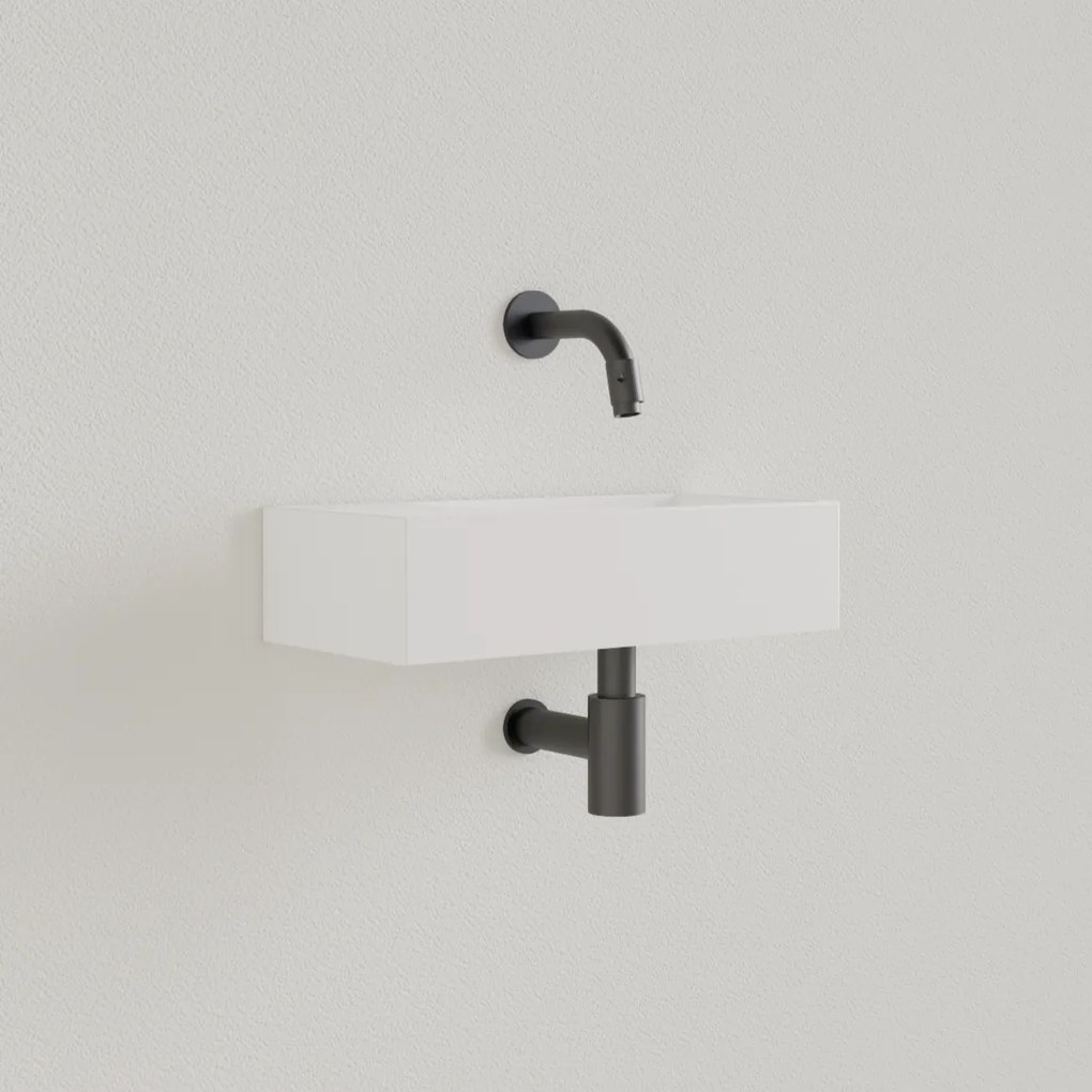 Sanigoods Nano fontein links wit glans zonder kraangat 36x18cm