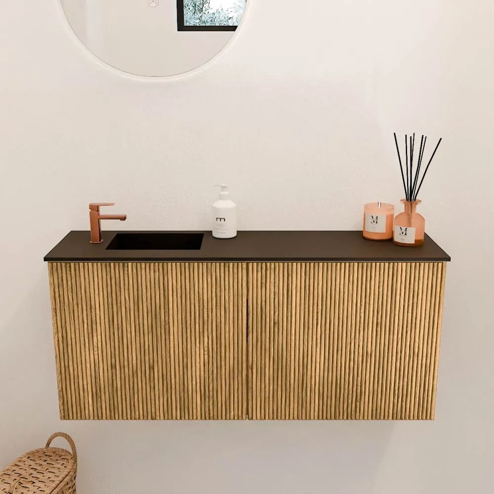 Mondiaz Joya 90cm toiletmeubel oak met wastafel faye links 1 kraangat urban