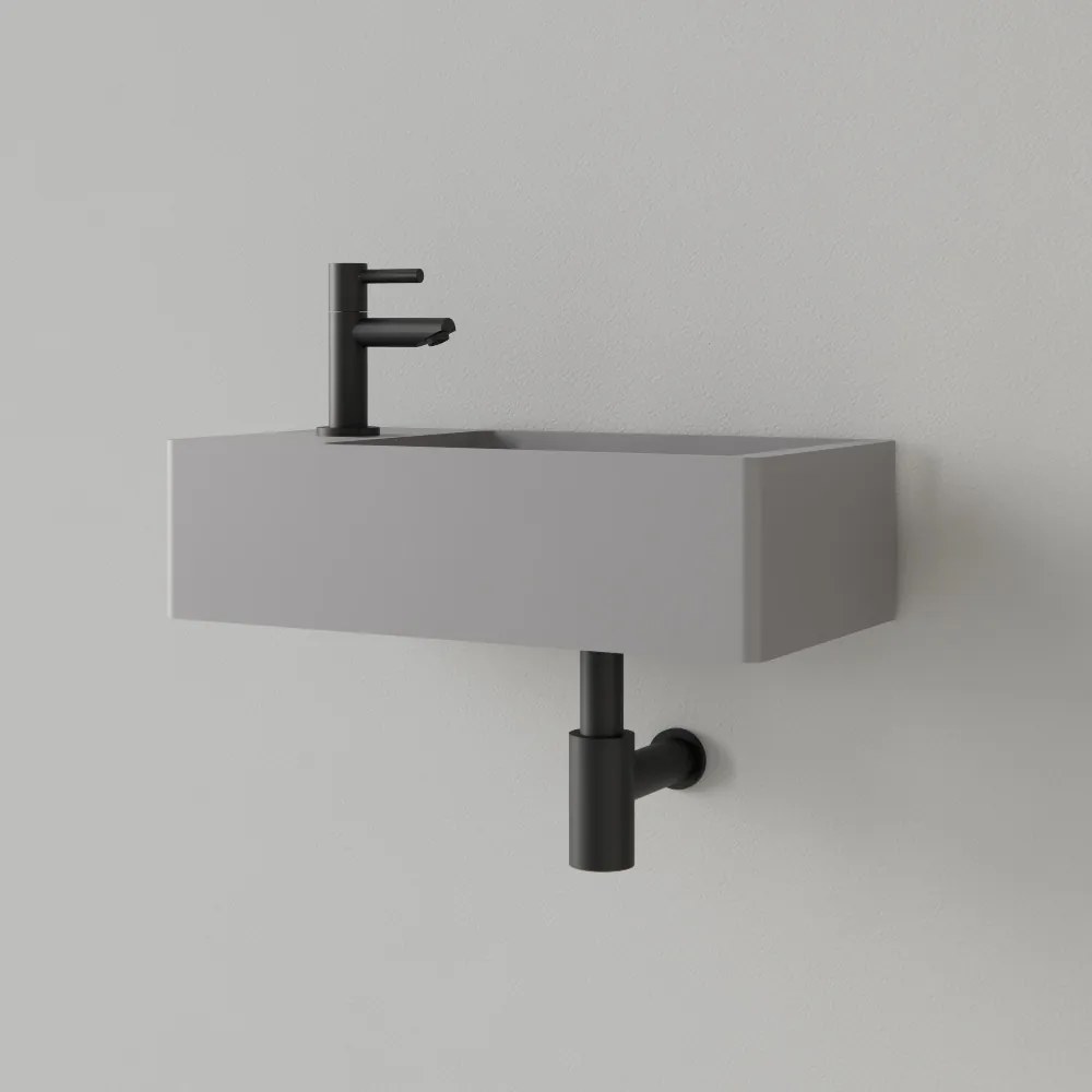 Sanigoods Luko fontein 40x22cm links met kraangat leigrijs