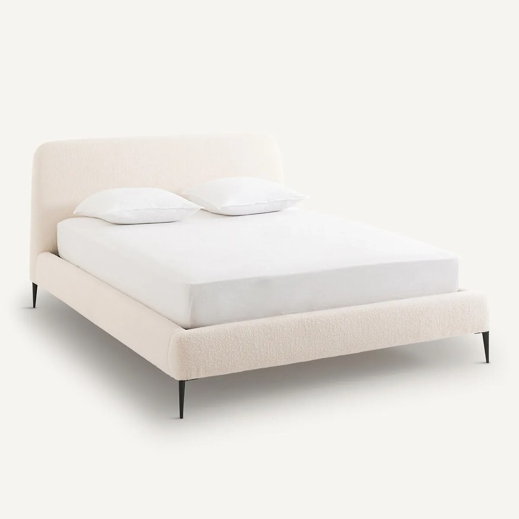 Tweepersoonsbed met gemonteerde lattenbodem, van badstof, OSCAR