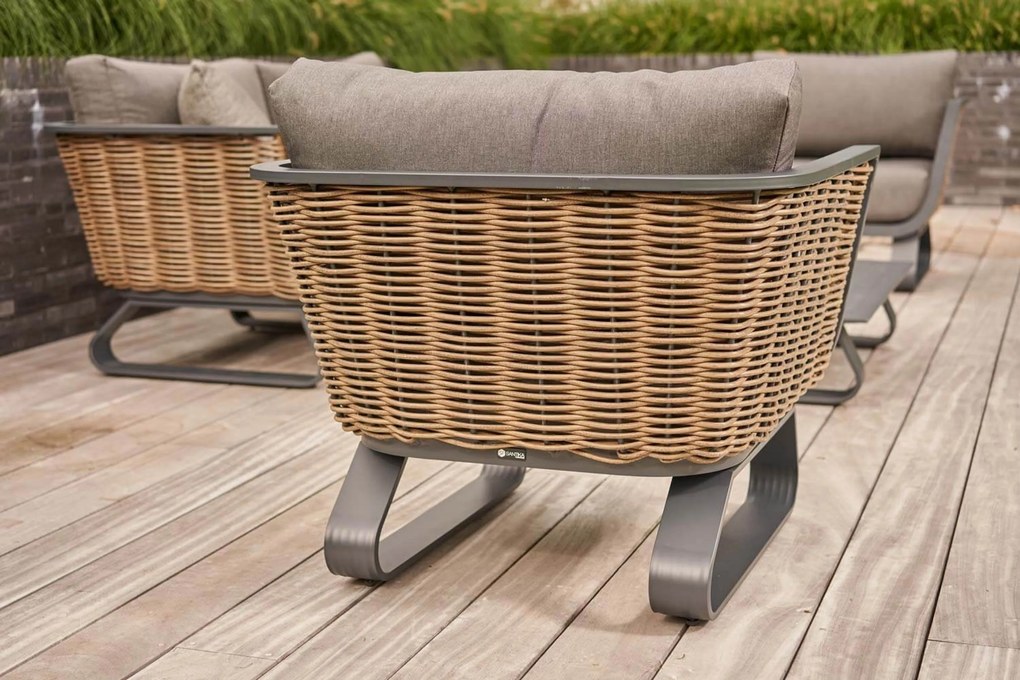 Stoel en Bank Loungeset 4 personen Aluminium/wicker Grijs Santika Furniture Santika Tika
