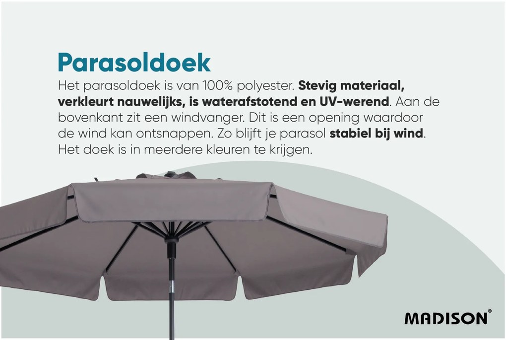 Madison stokparasol Flores luxe grey 300 cm.