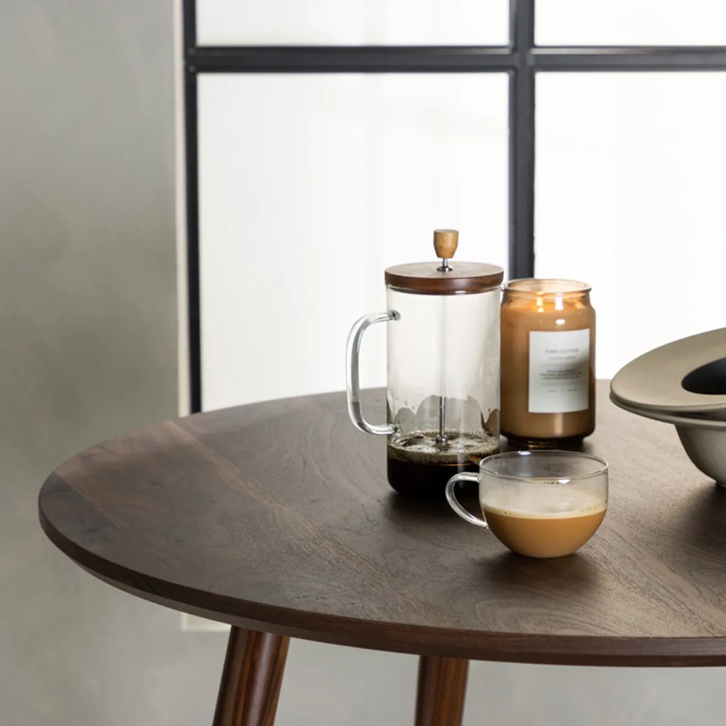 Ronde Minimalistische Eettafel Bruin - 100 X 100cm.