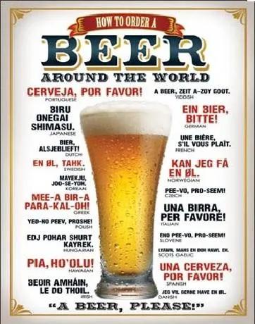 Metalen wandbord BEER - How to Order a Beer, (31.5 x 40 cm)