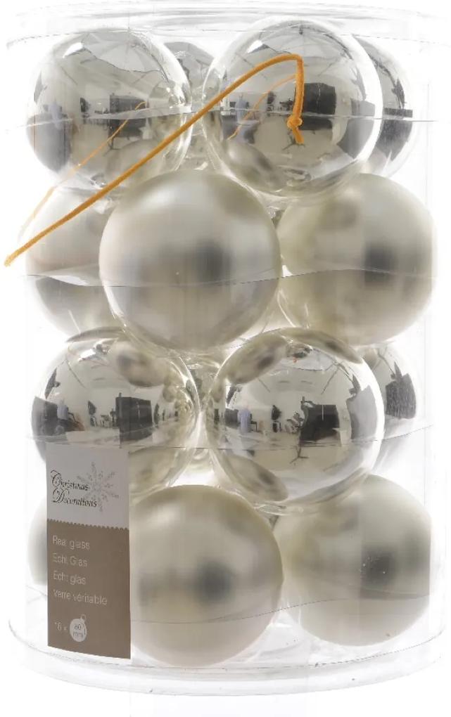 Kerstbal glas glans-mat 80mm zilver KSD