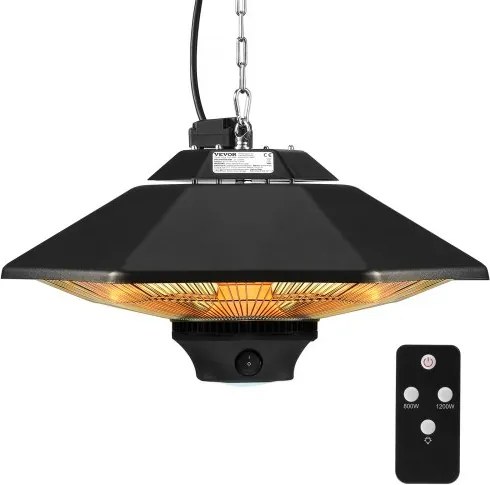VEVOR Plafondverwarmer, 2000W, afstandsbediening, verwarming voor binnen/buiten, IP34-geclassificeerde verwarming met trekkoord en verstelbare ketting, voor veranda, terras, eetkamer, studio