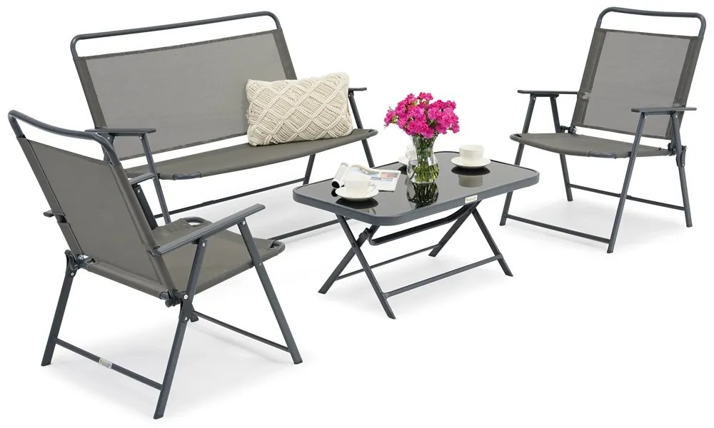 Taranto Garden Point metalen tuinmeubelen grijs