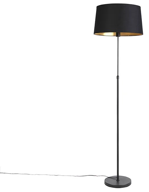 Vloerlamp zwart met zwarte kap 45 cm verstelbaar - Parte