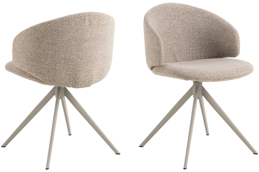 NELA Beige Latte (stof Monza 90)/beige poten - MODERNE GESTOFFEERDE DRAAISTOEL VOOR WOONKAMER/EETKAMER/KANTOOR LOFT